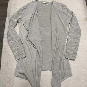 Smartwool Cardigan Womens Medium Gray Merino Open Front Knit Read